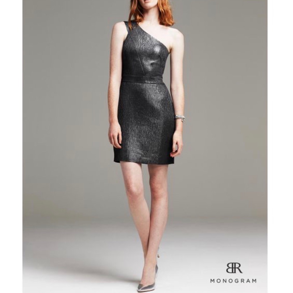 Banana Republic Monogram One Shoulder Shine Dress